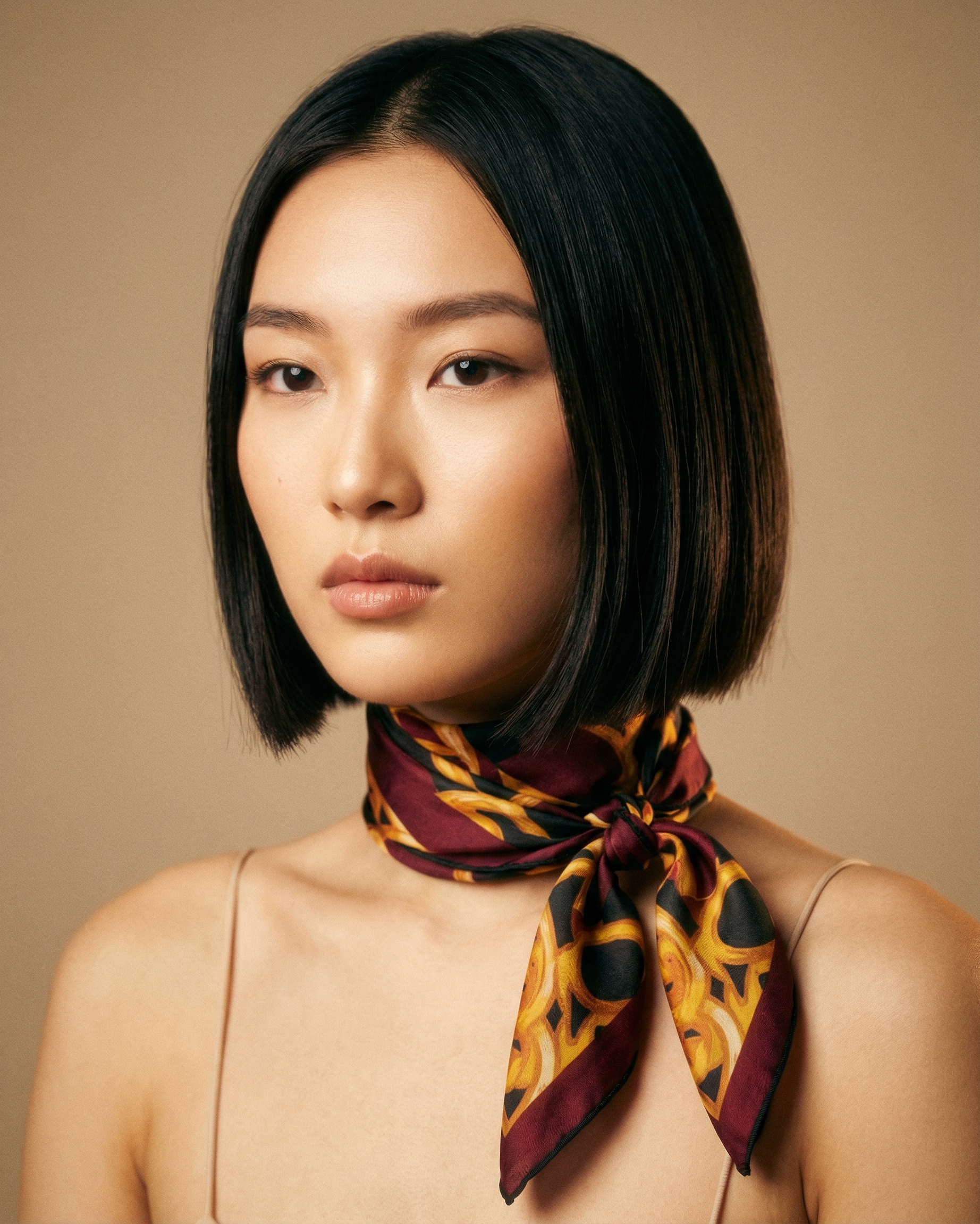 Heritage burgundy Maison Chateau Silk Scarf